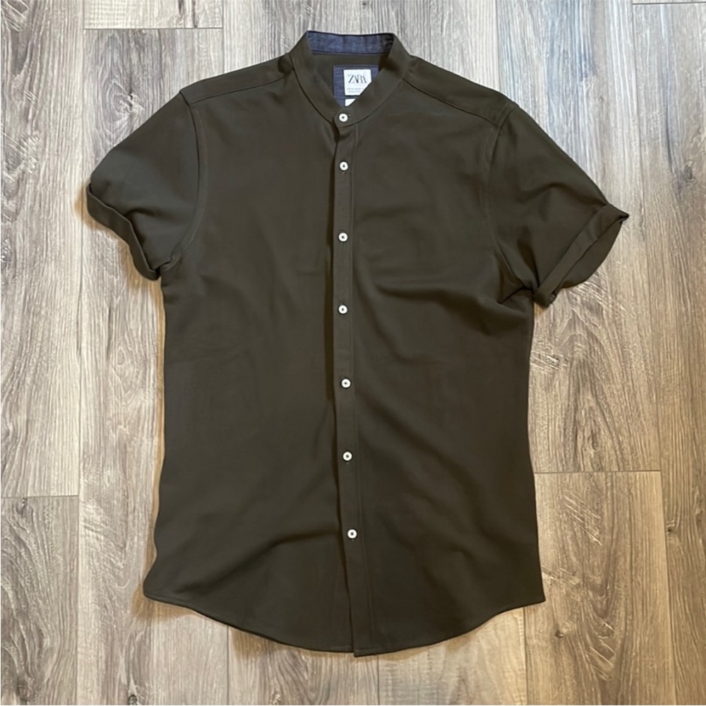 Zara Men's Olive Green Shirt